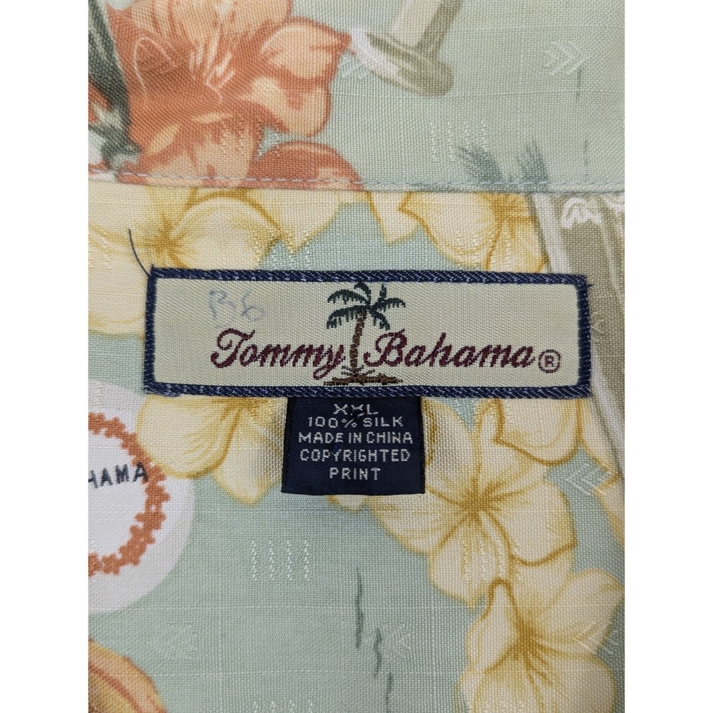 Tommy Bahama Mens XXL Silk Hawaiian Shirt Island Rookie Baseball Sage Green XXL - Picture 5 of 8